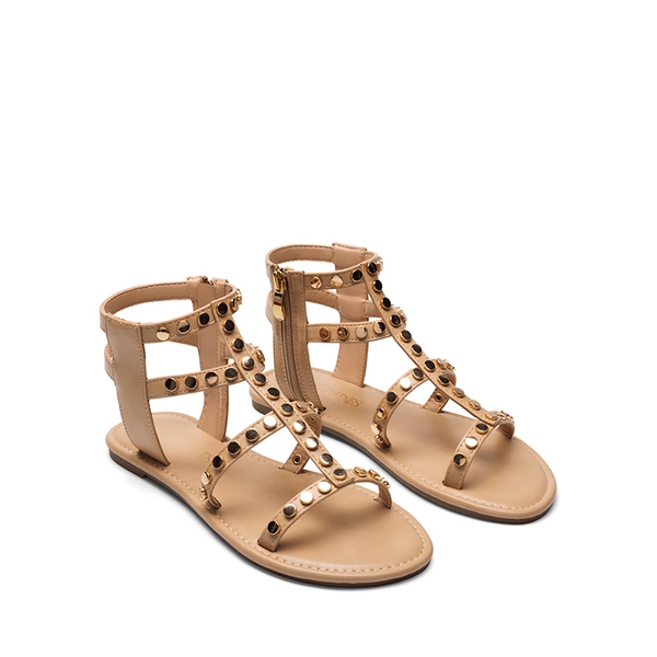 Studded Gladiator Sandals - NUDE - 4